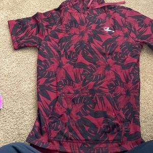 Black and burgundy short sleeve sweatshirt